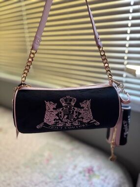Juicy Couture Black and Pink Barrel Crossbody Bag